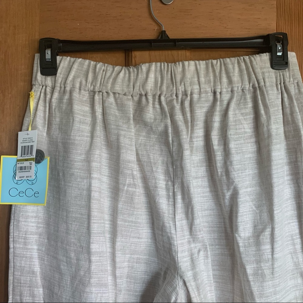 CeCe Linen Culottes - Cream Color - Size 14 - New - Picture 5 of 7